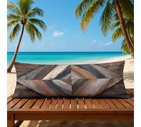 Set di 1 Federe Cuscini da Esterno 40 x 120 cm Impermeabili Copricuscini Giardino Fodere Cuscino da Lancio per Letto Divano Mobili Patio Decor Flax Cuscini Geometria Nero PjY1900 W-7