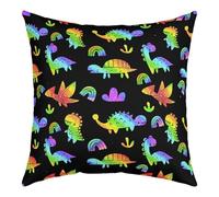 Set di 1 federe decorative per cuscino con stampa digitale 3D, motivo dinosauri della giungla, 61 x 61 cm