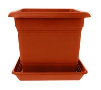 Set di 1 fioriera grande per esterni, 40 x 40 cm, 46 litri, vaso per piante con sottovaso, vaso in plastica, vasi per fiori, realizzati in Germania, terracotta