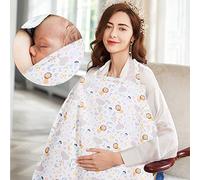 Set di 1 grembiule per allattamento, maternità, allattamento, bretelle regolabili, protezione completa della riservatezza, cotone traspirante con 2 cuscini da allattamento lavabili.