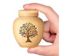 Set di 1 mini urna per ceneri umane, in bambù con motivo albero della vita inciso, mini urna per ceneri umane, contiene ceneri fino a 15 cm cubici