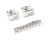 Set di 1 paio di gemelli e borchie da uomo quadrati di lusso in cristallo spazzolato set fermacravatta con borchie francesi regali per feste