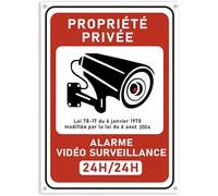 Set di 1 pannello di avvertimento di sorveglianza video "proprietà privata" in PVC rigido adesivo + 4 collari | interni/esterno resistente | installazione rapida senza perforazione (1)
