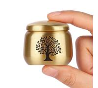 Set di 1 piccole urne per ceneri umane, mini urna per ceneri in ottone con motivo albero della vita, piccole urne per ceneri per cremazione, capacità 2,5 pollici cubi