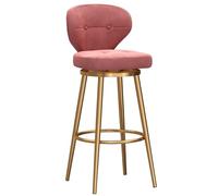 Set di 1 sgabelli da bar girevoli in velluto, con schienale alto e poggiapiedi, girevole a 360°, per casa, bar, altezza 75 cm, ideale per isole da cucina, colore: rosa