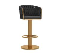 Set di 1 sgabelli da bar moderni in velluto dorato - Altezza regolabile - Sgabello girevole in tessuto intrecciato con schienale, per cucina, casa, bar e isola