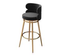 Set di 1 sgabello da bar ad altezza bancone cucina, sedia girevole a 360° in velluto da 65 cm con gambe e base in metallo dorato, sgabello nero da isola per sala da pranzo e pub con schienale