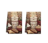 Set di 1 strofinacci da cucina Candle, biscotti rustici natalizi per cupcake, strofinacci da cucina in microfibra ad asciugatura rapida, per asciugatura in cucina, decorazione per la casa, 16x26 poll