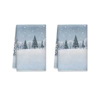 Set di 1 strofinacci da cucina Pine Trees, fiocchi di neve rustici invernali, paesaggio invernale, blu, in microfibra, ad asciugatura rapida, per il lato della stufa, essenziali per la cucina, 16x26