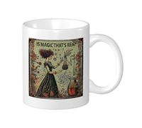 Set di 1 tazza con stampa di strega, esperimento chimico, bottiglia da donna, foglie botaniche, impara azzurro in ceramica, collezione imperversabile, per ufficio, palestra, scrivania, campeggio