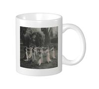 Set di 1 tazza con stampa streghe danza foresta vintage medievale albero artistico nero bianco ceramica decorativa leggera all'aperto scuola campeggio camera da letto fondo piatto tazze da tè 325 ml