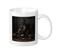 Set di 1 tazza da strega con stampa vintage gotica e spaventosa, bottiglia di vetro, candela, cappello magico, libro in ceramica nera, collezione imperversabile, per ufficio, palestra, scrivania