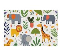 Set di 1 tovaglietta con animali dello zoo dei cartoni animati, per tavolo da pranzo, lavabili, antiscivolo, per Natale, vacanze, feste di compleanno