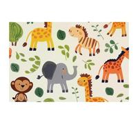 Set di 1 tovaglietta con animali dello zoo dei cartoni animati, per tavolo da pranzo, lavabili, antiscivolo, per Natale, vacanze, feste di compleanno