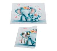 Set di 1 tovaglietta in vinile con elefante e mamma e bambino, per tavoli da pranzo, tovagliette da cucina, resistenti al calore, lavabili, in PVC