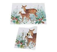 Set di 1 tovaglietta natalizia in vinile con cervo invernale e mamma e bambino, per tavoli da pranzo, da cucina, resistenti al calore, lavabili, in PVC