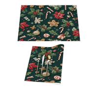 Set di 1 tovaglietta natalizia in vinile verde con stella di Natale, per tavoli da pranzo, tovagliette da cucina, resistenti al calore, lavabili, in PVC
