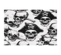 Set di 1 tovagliette all'americana con teschi pirati morti, per tavolo da pranzo, lavabili, antiscivolo, per Natale, vacanze, feste di compleanno