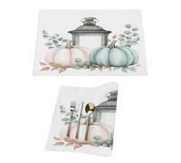 Set di 1 tovagliette in vinile con foglie di zucca verde salvia del Ringraziamento per tavoli da pranzo, tovagliette da cucina resistenti al calore, lavabili e lavabili in PVC