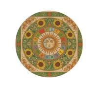 Set di 1 tovagliette rotonde da 38 cm, con ruota dello zodiaco, sole e luna, resistenti al calore, lavabili, antiscivolo, per cucina, sala da pranzo, vacanze, feste, decorazione da tavolo, per interni