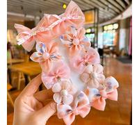 Set di 10 accessori per capelli da bambina, fermagli per capelli con fiocco arancione e fiore, grazioso tulle lucido color pastello, adatto per bambini e bambine, adorabili accessori per capelli per