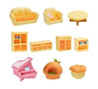 Set di 10 accessori per mobili da soggiorno in miniatura per il paesaggio del giardino e le case delle bambole in resina divano ornamenti da tavolo e tavolo in miniatura set di sedie