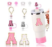 Set di 10 accessori per tazze, adatti per tazze da 30oz e 40oz - Comprende 2 adesivi personalizzati, 2 coperchi superiori, 2 catene appendi-lettera, 2 tappi anti-goccia, pronto per essere regalato Let
