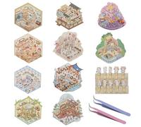 Set di 10 adesivi 3D, adesivi 3D per la casa, per creare la propria scena di ristorante, caffetteria, biblioteca, adulti e bambini, per alleviare la pressione del lavoro, vita scolastica