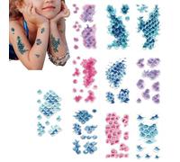 Set di 10 adesivi per il viso da donna, motivo squame di pesce, per pittura sulla pelle, impermeabili, scintillanti, per donne, uomini, adulti, spettacoli teatrali, studio fotografico, feste