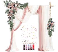 Set di 10 archi decorativi viola per matrimoni, 2 rose polverose e 3 tende ad arco e 5 cannoni per coriandoli, fiori pergolati per matrimoni