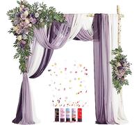 Set di 10 archi decorativi viola per matrimoni, 2 rose polverose e 3 tende ad arco e 5 cannoni per coriandoli, fiori pergolati per matrimoni