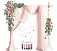 Set di 10 archi decorativi viola per matrimoni, 2 rose polverose e 3 tende ad arco e 5 cannoni per coriandoli, fiori pergolati per matrimoni