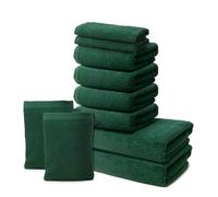 Set di 10 Asciugamani | 2 Telo Doccia 70x140 cm + 4 Asciugamani 40x70 cm + 2 Lavette Viso 30x50 cm + 2 Guanti Spugna 15x20 cm | Spugna Morbido | 100% Cotone | 500g/m2 | Oeko-TEX | Ôhm | Verde