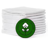 Set di 10 asciugamani da cucina in cotone biologico, con ricamo, piatti, spessi, assorbenti, ad asciugatura rapida, per cuocere il pane, in lino traspirante, 71 x 71 cm, colore bianco