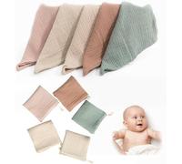 Set di 10 asciugamani per bambini, in mussola per neonati, 23 x 23 cm, asciugamani per viso e bagno, riutilizzabili, 100% cotone, morbidi e traspiranti