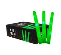 Set di 10 bastoncini luminosi a LED di colore 40 cm - Baton da schiuma luminoso per matrimoni e feste con batterie incluse, 3 modalità di lampeggiamento, consegna 24/48 ore, colore: Verde