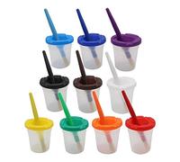 Set di 10 Bicchieri di Vernice in Plastica Antigoccia con Coperchi per Bambini, Strumento per Dipingere