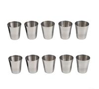 Set di 10 bicchieri impilabili da campeggio in acciaio inox da 30 ml | Set da 10 pezzi, capacità 30 ml, design impilabile, ideale per campeggio e viaggi, salvaspazio