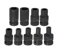 Set di 10 bussole quadrate per maschi M6-M24, in acciaio al cromo vanadio, fosfato nero, per chiavi a cricchetto, strumenti di filettatura, 10 pezzi