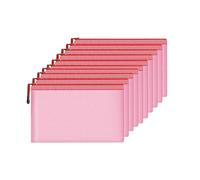 Set di 10 buste portadocumenti in rete, impermeabili, con cerniera, formato A4, per uso domestico, quotidiano, scuola, ufficio, M-D-2B (rosso, A6 (24 x 10 cm)