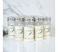 Set di 10 Candele Hofer - Durata di 4 Giorni - L'Originale [Cuore di Platino] per Lutto Con Coperchio | Lume di Tomba Con Motivo | per Decorazioni Funerarie