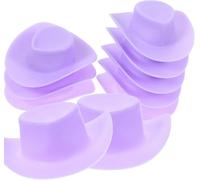 Set di 10 cappelli da cowboy in miniatura per casa delle bambole in scala 1:12, decorazioni per feste occidentali viola, decorazioni per bottiglie di vino e artigianato a tema cowgirl, cappelli in