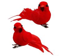 Set di 10 cardinali artificiali piumati con clip per decorare alberi di Natale, ghirlande e piante da interno, adatti per gli appassionati di uccelli (C)