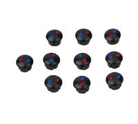 Set di 10 cartelli in plastica per acqua calda e fredda, per identificare la maniglia del rubinetto su dispositivi standard di diametro 6,7 mm (nero)