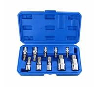 Set di 10 Chiavi a Bussola Torx 1/2'', 1/4'', 3/8'', Inserti Torx M4 M5 M6 M8 M19 M10 M12 M14 M16 M18 con Scatola, Bussola Torx XZN Cr-V pregiato e S2 per Riparare Auto, Motocicli, Biciclette