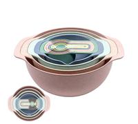 Set di 10 ciotole impilabili, misurino colorato e ciotola, set di utensili da cucina salvaspazio, ciotole per mescolare e dosare con design ergonomico per una facile maneggevolezza, adatto per cuocere