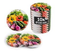 Set di 10 coperchi Twist-Off per barattoli da conserve, Ø 100 mm, coperchi di ricambio per barattoli, barattoli da conserve e barattoli di marmellata (10 verdure)