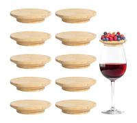 Set di 10 Coperchi-Vassoio per Bicchieri in Bambù - 2 in 1: Copri-Bicchiere e Tagliere per Salumi in Miniatura, Sottobicchiere a doppia funzione, Colore Giallo, Per Feste ed Eventi