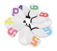 Set di 10 copricapi per ferri da golf, copricapi in neoprene impermeabile con grande ricamo colorato dei numeri per i ferri da 4 a 9, P, S, A, X; accessorio da golf universale (Bianca)
