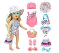 Set di 10 costumi da bagno per bambole, con occhiali da sole, pantofole, borsa a mano, adatto per 35 - 45 cm, buon divertimento durante il bagno in estate calda